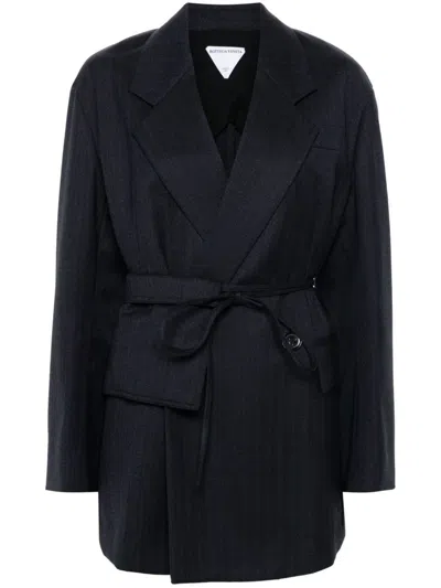 Bottega Veneta Striped Wool Blazer In Blau