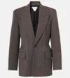Bottega Veneta Striped Wool Blazer In Grey