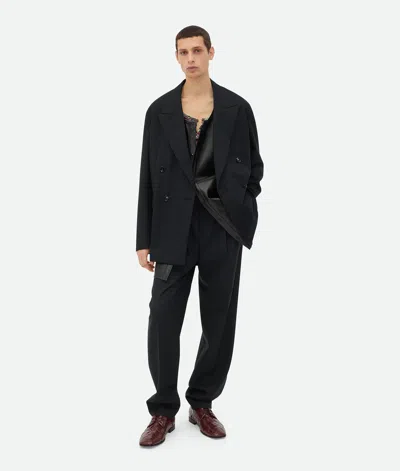 Bottega Veneta Gestreifte Wolljacke In Black/dark Blue
