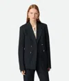 Bottega Veneta Striped Wool Jacket In Black/dark Blue