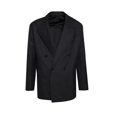Pre-owned Bottega Veneta Striped Wool Jacket 'black/dark Blue' | Men's Size 52