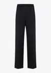 Bottega Veneta Stripe Black Blue Wool Trousers In Black