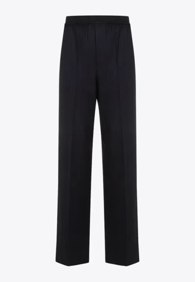 Bottega Veneta Women Midnight Blue Wool Wide-leg Pant In Black