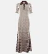 Bottega Veneta Striped Wool Polo Dress In Brown
