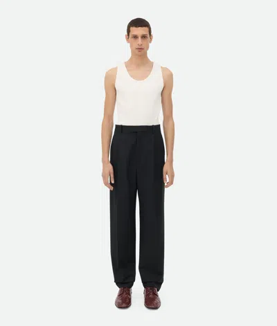 Bottega Veneta Hose Aus Gestreifter Wolle In Black/dark Blue