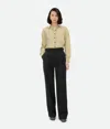 Bottega Veneta Striped Wool Trousers In Black/dark Blue