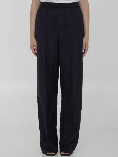 Bottega Veneta Striped Wool Trousers In Blue