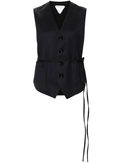 Bottega Veneta Women Striped Wool Vest In Black