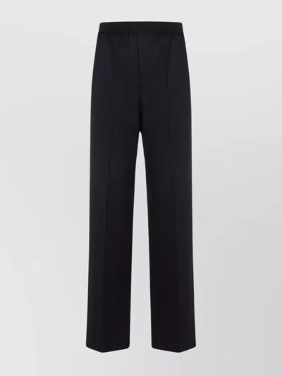 Bottega Veneta Women Midnight Blue Wool Wide-leg Pant In Black