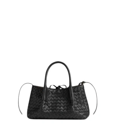 Bottega Veneta New Tote Intrecciato Large Leather Tote Bag In Black