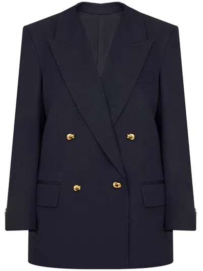 Bottega Veneta Double Breasted Tailored Blazer In Blue