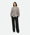 Bottega Veneta Structured Check Cotton Jacket In Pollen/brown/navy