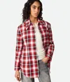 Bottega Veneta Structured Cotton Check Jacket In Tomato/chalk/black