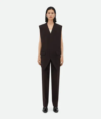 Bottega Veneta Structured Cotton Melange Double Gilet In Fondant,black