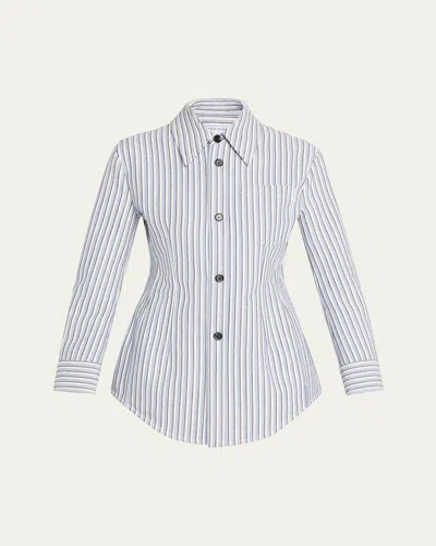 Bottega Veneta Structured Cotton Stripe Jacket In Chalk Wht