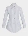 Bottega Veneta Structured Cotton Stripe Jacket In Multi