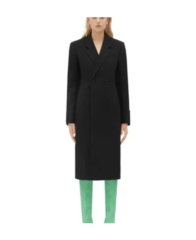 Bottega Veneta Structured Double-breasted Maxi Coat In Black