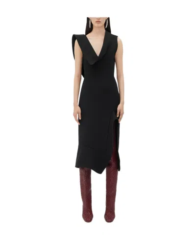 Bottega Veneta Structured Gabardine-weave Midi Dress In Black