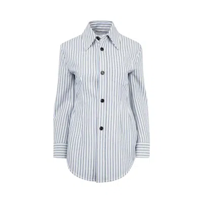 Pre-owned Bottega Veneta Structured Stripe Jacket 'chalk/admiral/navy' | Blue | Women's Size 40