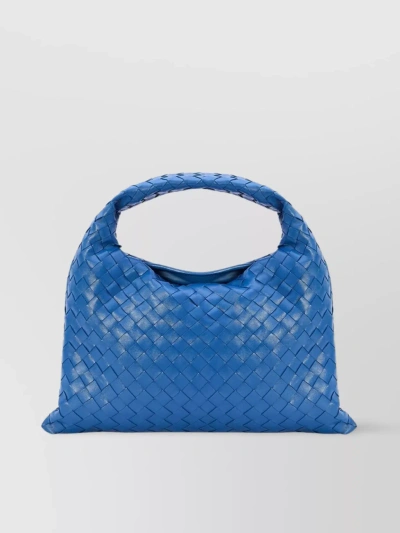 Bottega Veneta Structured Woven Shoulder Bag In Blue