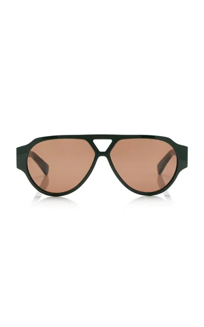 Bottega Veneta Studded Acetate Sunglasses In Green