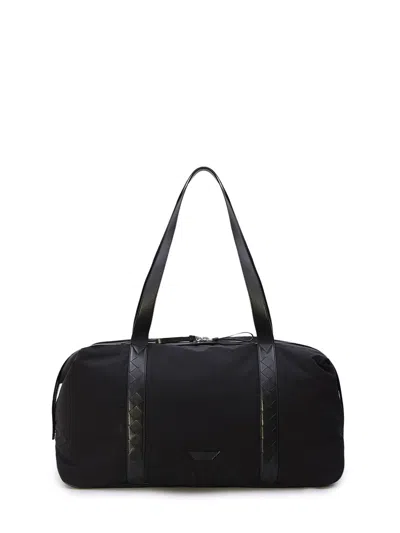 Bottega Veneta Black Leather Trim Duffle Handbag For Men
