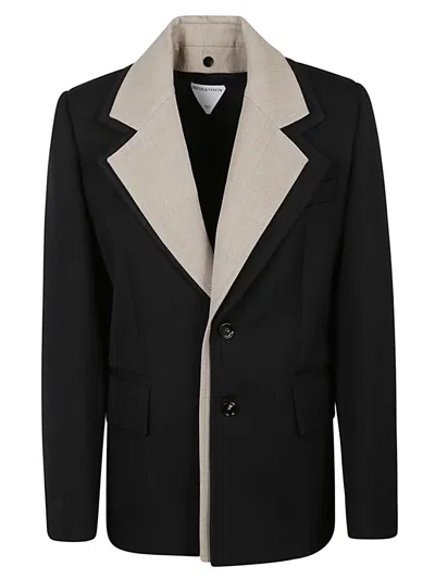 Bottega Veneta Stylish Black Wool Jacket With Removable Collar For Women