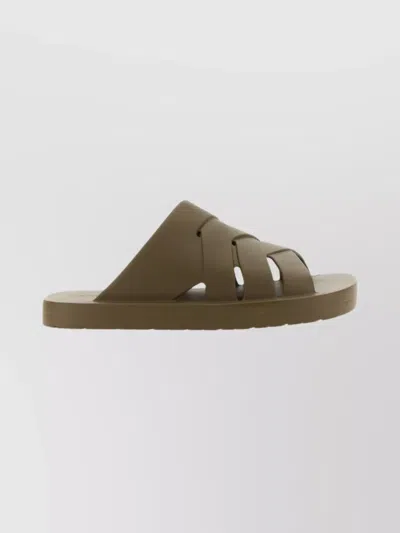 Bottega Veneta Stylish Cut-out Rubber Sandals For Comfort In Brown