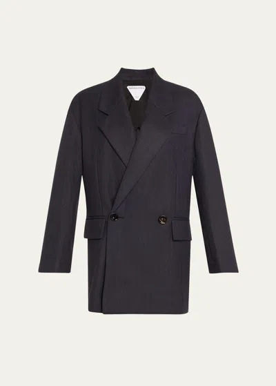 BOTTEGA VENETA SUBTLE STRIPE DOUBLE-BREASTED WOOL JACKET