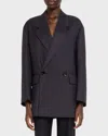 Bottega Veneta Subtle Stripe Double-breasted Wool Jacket In Blue/black