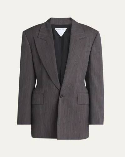 Bottega Veneta Subtle Stripe Melange Wool Jacket In Grey