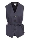 Bottega Veneta Striped Wool Vest In Black
