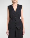 Bottega Veneta Subtle Striped Wool Gilet With Tie Waist In Blue/black