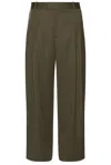Bottega Veneta Subtle Wool Chevron Two Pleats Straight Trousers In Forest & Caper Melange