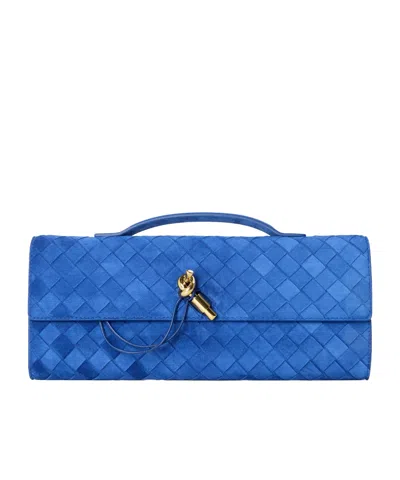 Bottega Veneta Sue Andiamo Clutch In Blue