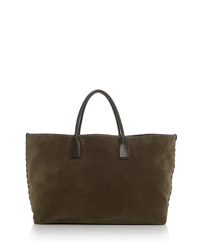 Bottega Veneta Suede & Leather Tote In Khaki
