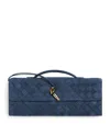 Bottega Veneta Suede Andiamo Clutch Bag In Blue