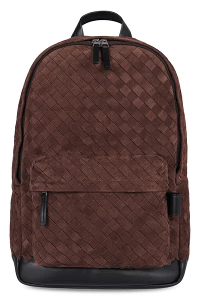 Bottega Veneta Suede Backpack In Brown