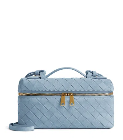 Bottega Veneta Suede Bang Bang Vanity Case Bag In Gray
