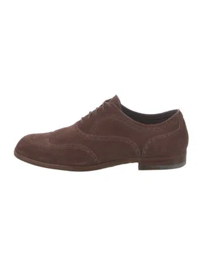 Pre-owned Bottega Veneta Suede Brogues In Brown