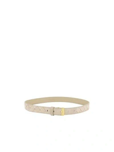 Bottega Veneta Suede Cache Mastic E M Brass Leather Belt In Brown