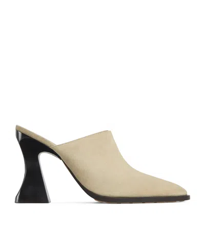 Bottega Veneta Suede Cha-cha Heeled Mules 100 In Neutral