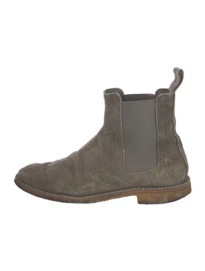 Pre-owned Bottega Veneta Suede Chelsea Boots In Gray