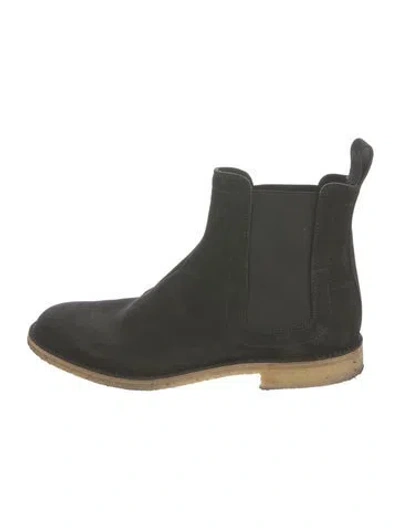 Pre-owned Bottega Veneta Suede Chelsea Boots In Green