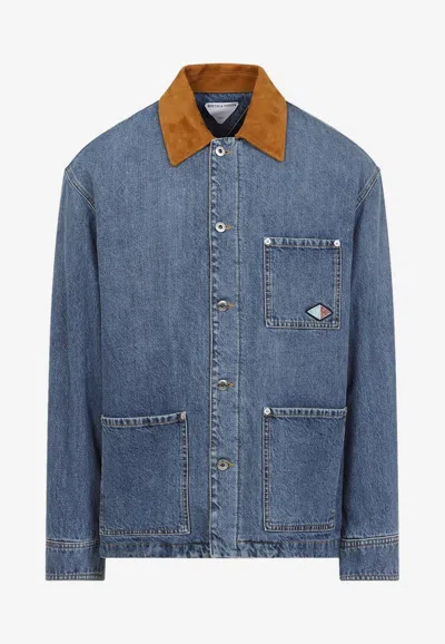 Bottega Veneta Suede Collar Denim Jacket