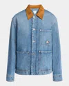 Bottega Veneta Blue Jacket With Suede Collar And Logo Patch In Denim Woman In Azure