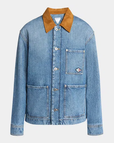 BOTTEGA VENETA SUEDE COLLAR VINTAGE INDIGO DENIM JACKET