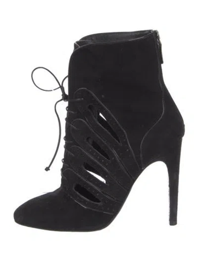 Pre-owned Bottega Veneta Suede Cutout Accent Boots In Black