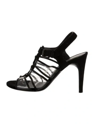 Pre-owned Bottega Veneta Suede Cutout Accent Gladiator Sandals In Black