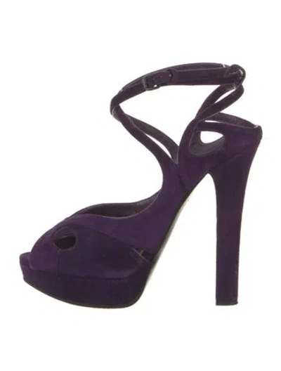 Pre-owned Bottega Veneta Suede Cutout Accent Pumps In Purple